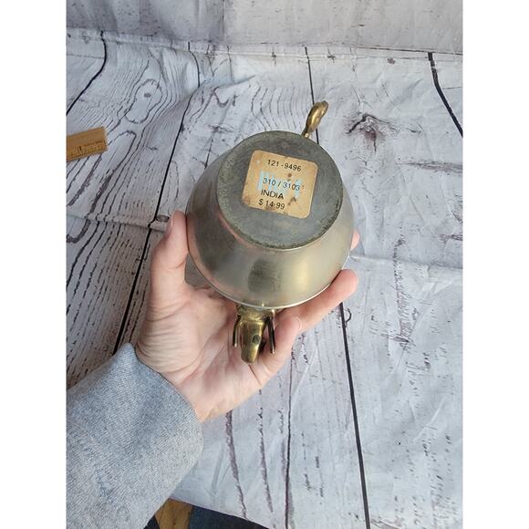 Vintage Brass Pewter Elephant Trinket Box Boho Decor - Picture 9 of 10